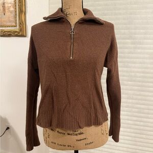 William Rast Chocolate Brown Half-Zip Sweater
